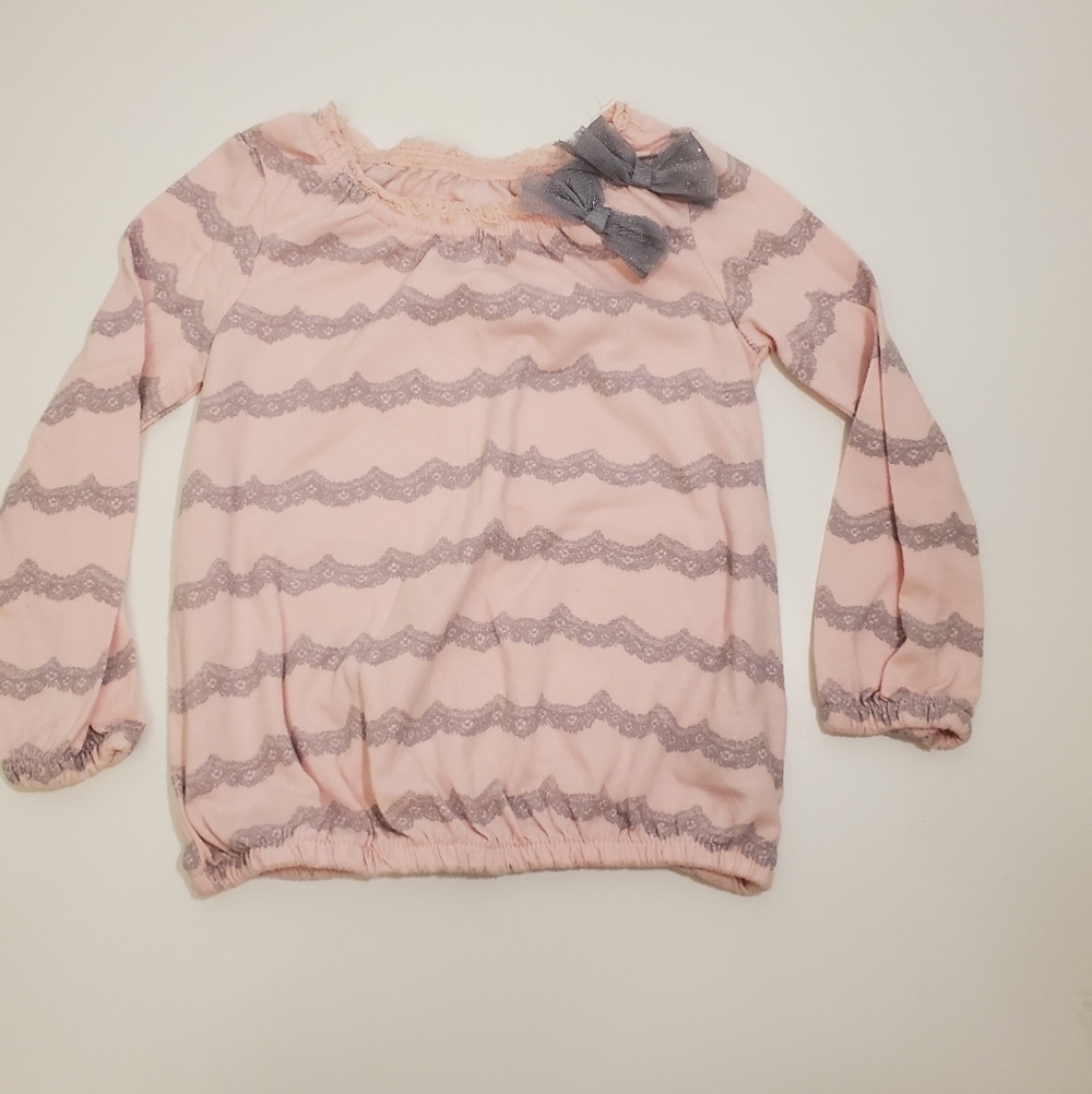 Cherokee 3T Pink/Grey Bow Longsleeve Top